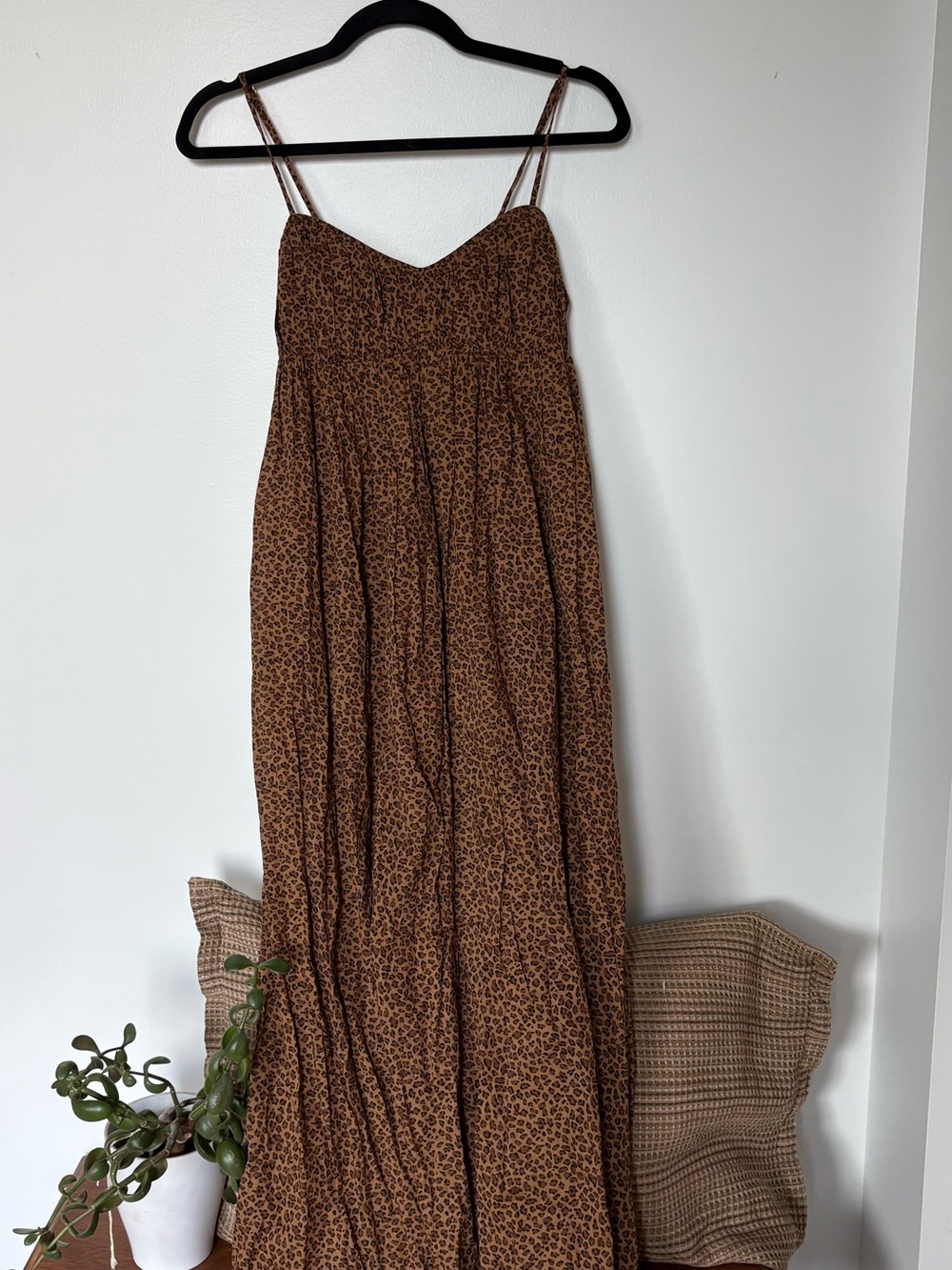 J. Crew Brown Spotted Maxi Dress